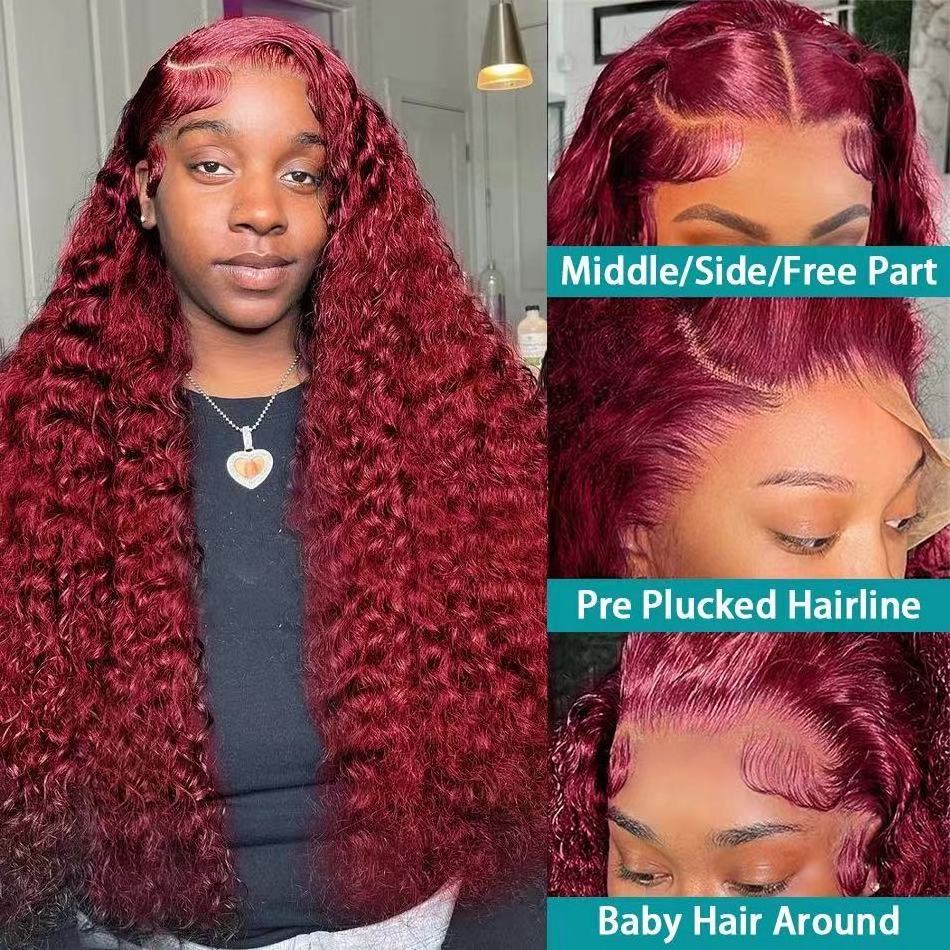 Deep Wave 99j Burgundy Lace Front Wig 13x4 13x6 Hd Lace Frontal Wig 360 Full Lace Wig Human Hair Pre Plucked Brazilian Hair