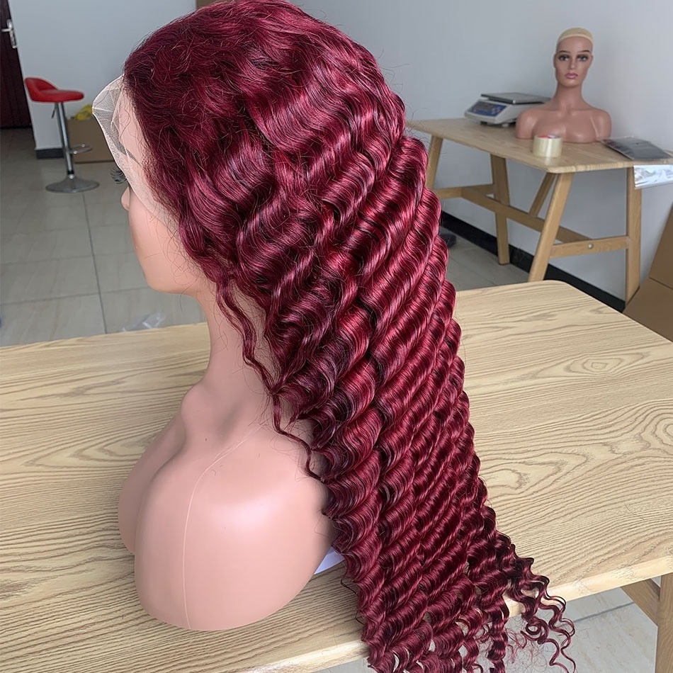 Deep Wave 99j Burgundy Lace Front Wig 13x4 13x6 Hd Lace Frontal Wig 360 Full Lace Wig Human Hair Pre Plucked Brazilian Hair