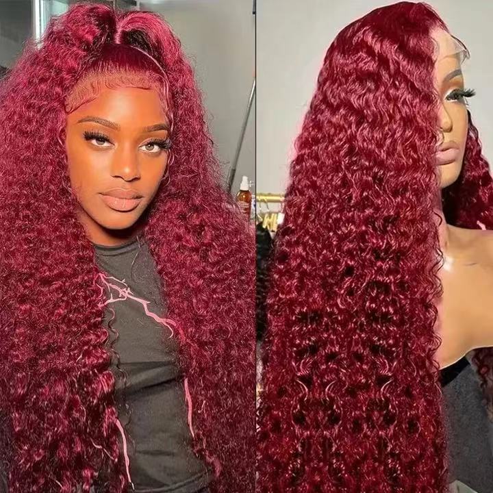 Deep Wave 99j Burgundy Lace Front Wig 13x4 13x6 Hd Lace Frontal Wig 360 Full Lace Wig Human Hair Pre Plucked Brazilian Hair