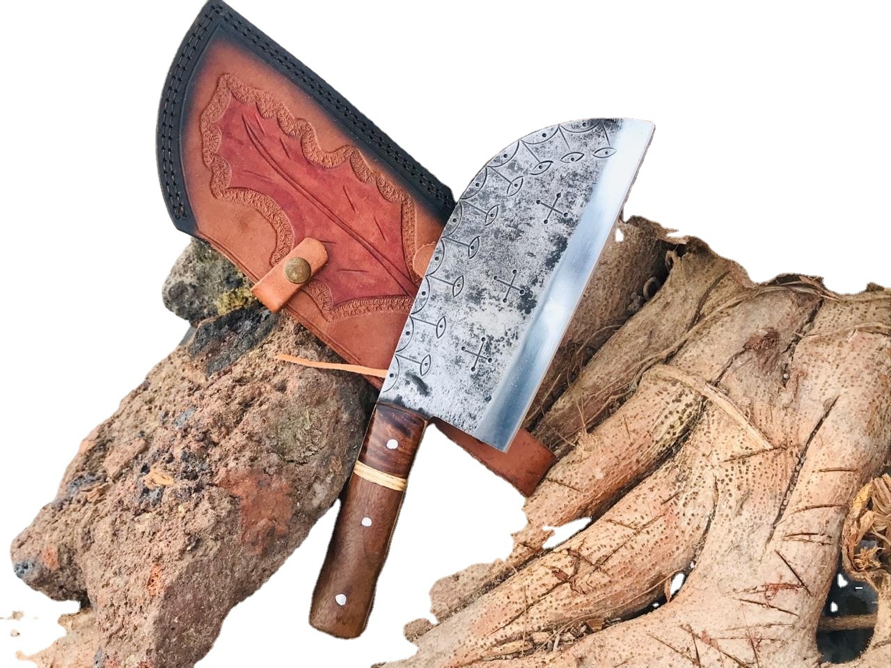 Heavy Duty Meat Cleaver Butcher Knife with Wooden Handle 8 inch Bone Chopper Knife