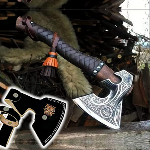 Custom Handmade Carbon Steel Viking Axe Bearded Axe Survival outdoor axe With wooden handle