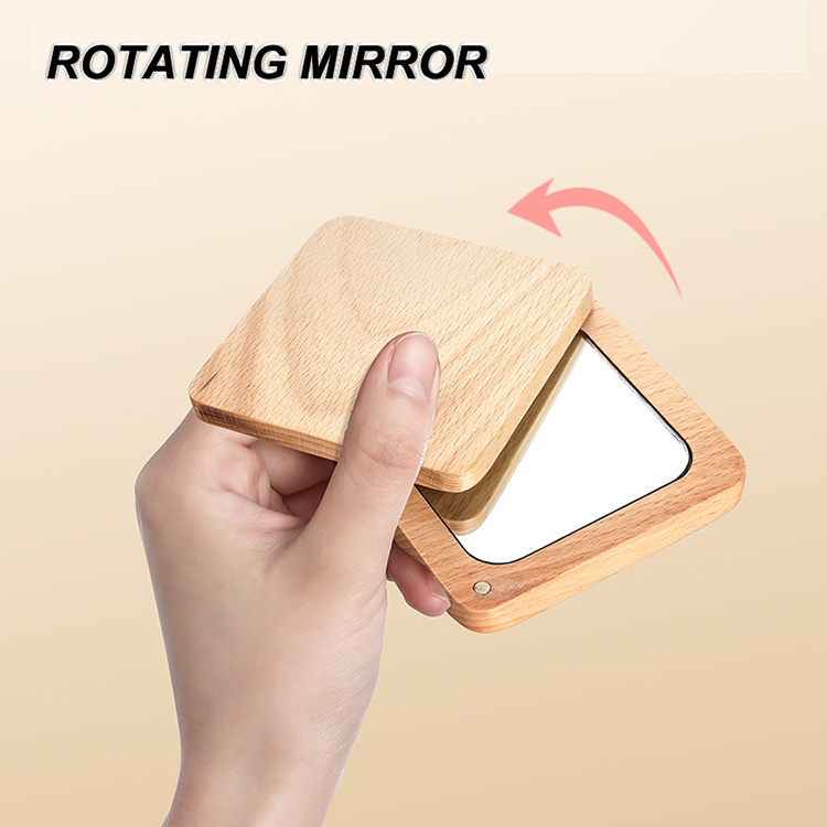 wholesale custom mini brown rectangle handheld small pocket makeup cosmetic mirror antique pocket mirror in bulk