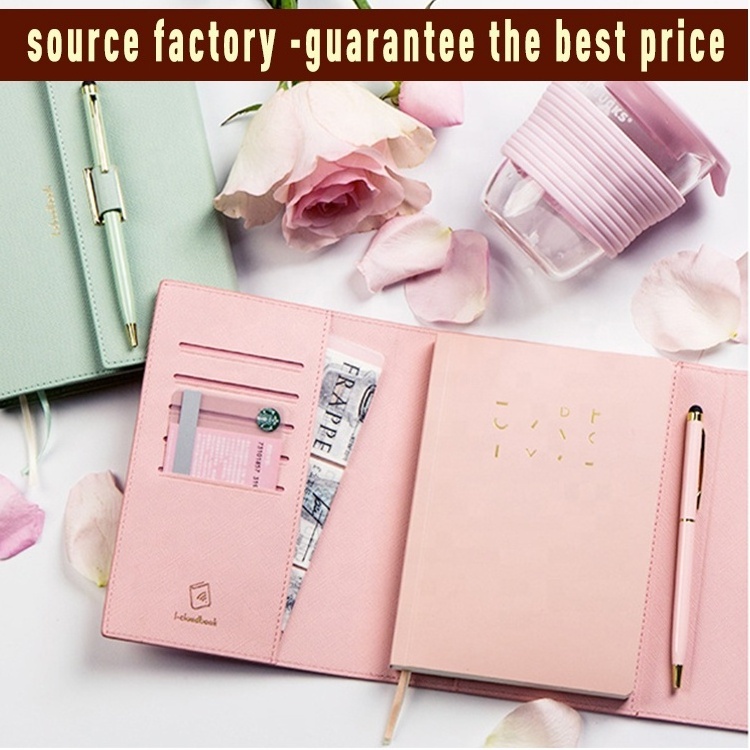 Business Gift A5 handmade 2023 planner 6 ring binder notepad custom notebook with pen holder