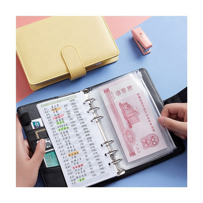 wholesale a6 Pu leather custom logo journals notebook set with cash envelopes sticker wallet money 2023 planner budget binder