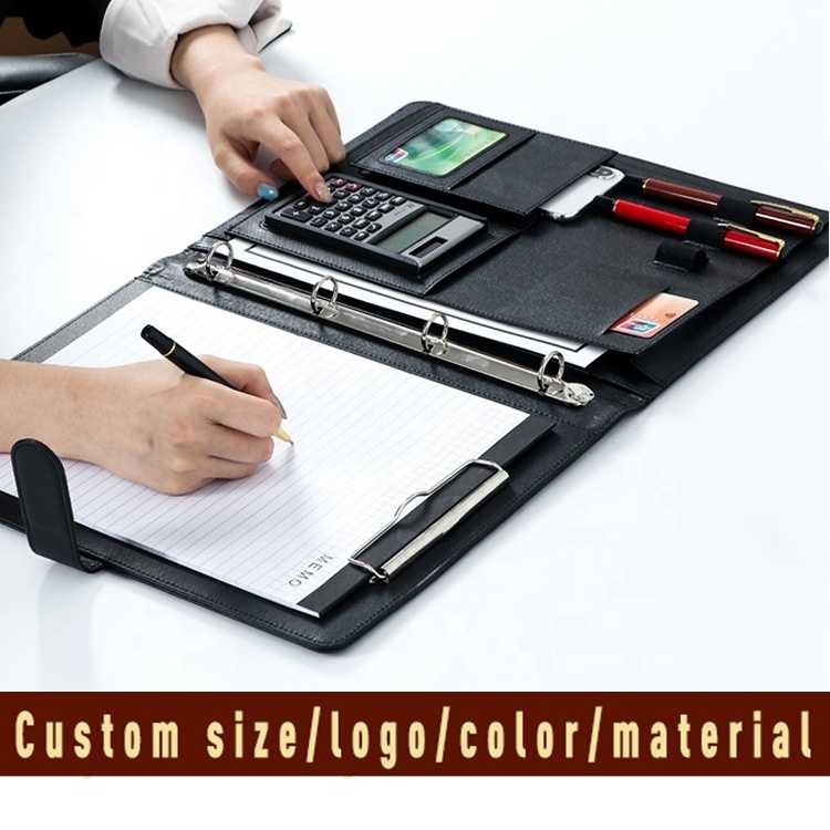 Factory price pu leather multifunctional portfolio case binder business  office supplies file folder