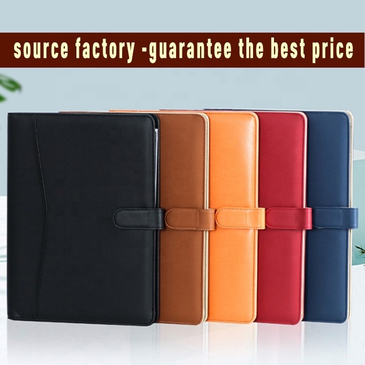 Factory price pu leather multifunctional portfolio case binder business  office supplies file folder