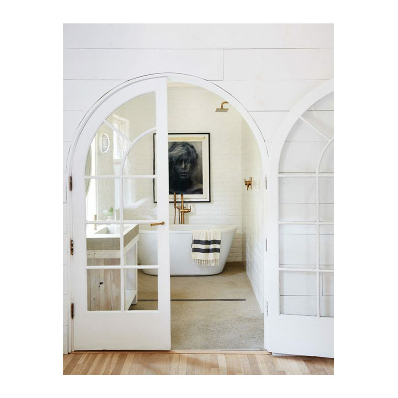 Wholesales Double Round Top Doors Interior  Glass Doors Withe Arched pvc french door