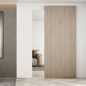 simple design wooden sliding bathroom door Hidden Track System Wall Mount Invisible Sliding Door Ghost Door