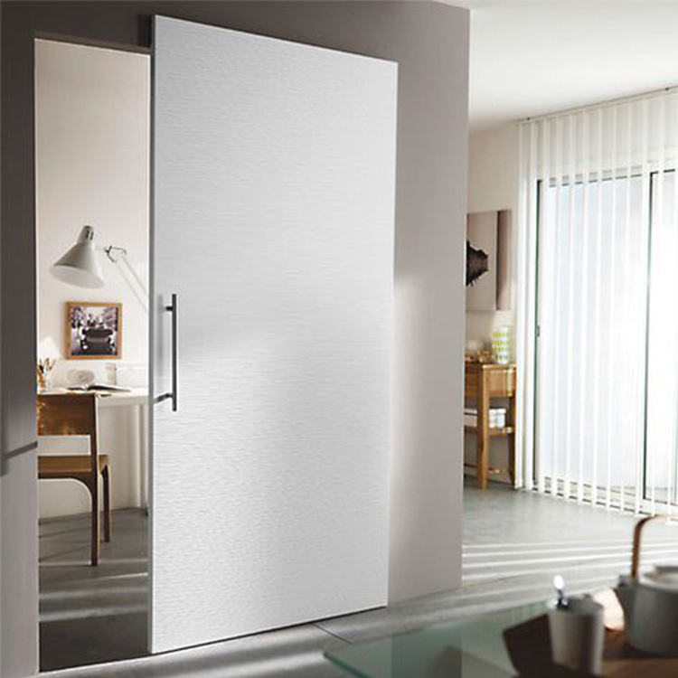 simple design wooden sliding bathroom door Hidden Track System Wall Mount Invisible Sliding Door Ghost Door