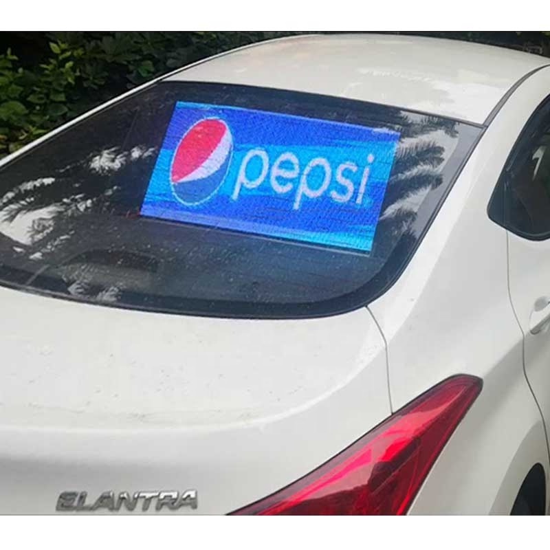 high brightness moving car rear window display 4G WIFI GPS smart led glass transparent screen for taxi back windows