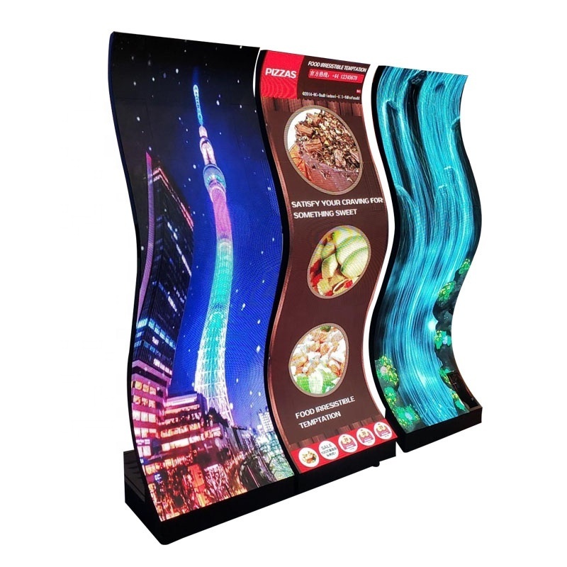 Shenzhen Flexible LED manufacturer HD video display flexible led screen P1.8 P2.0 P2.5 indoor wave curved led display panel