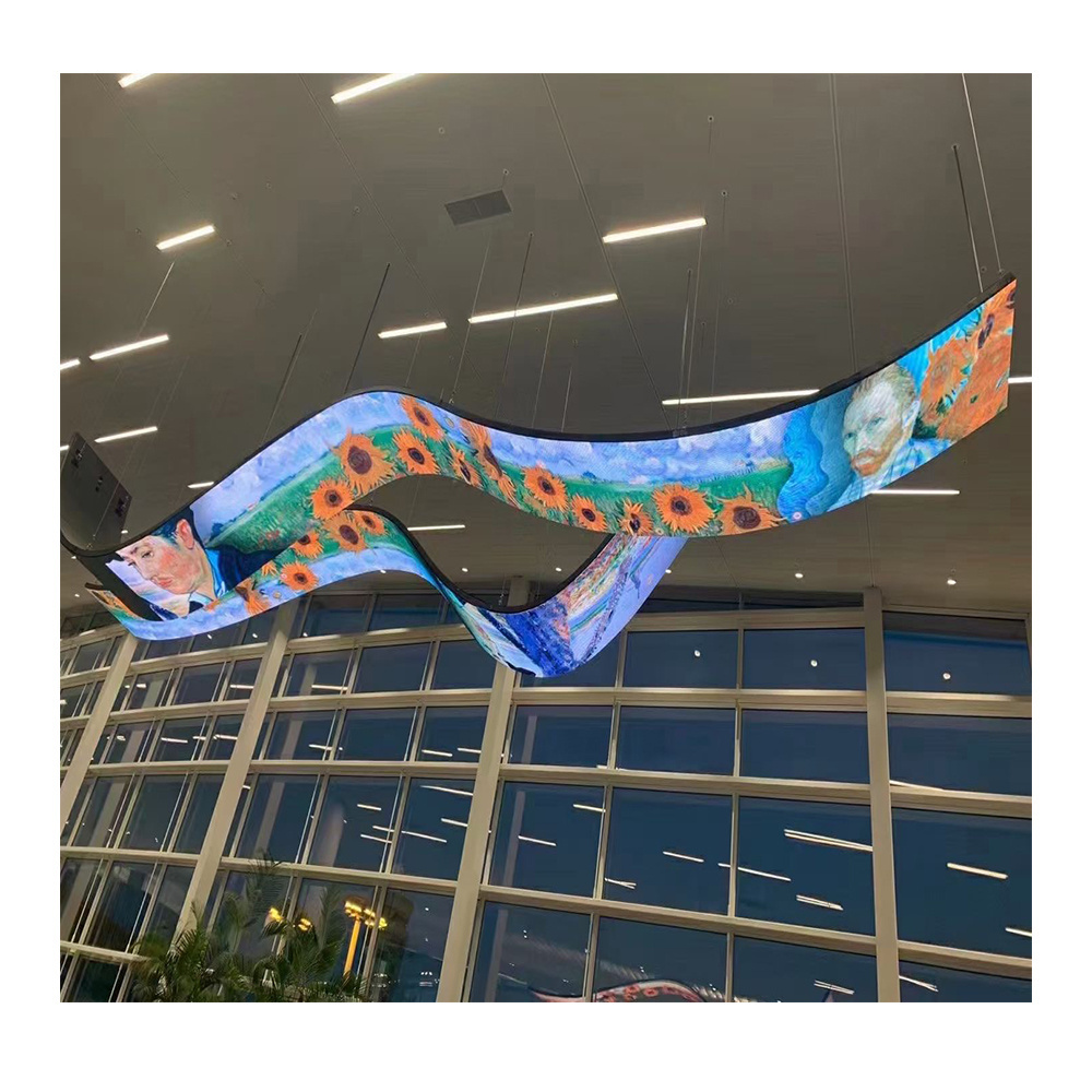 Shenzhen Flexible LED manufacturer HD video display flexible led screen P1.8 P2.0 P2.5 indoor wave curved led display panel