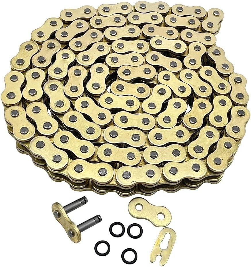 Heavy Duty Motorcycle Transmission O Ring Chains 520 O Ring Golden Color Chains set with Master Link 90L-120L