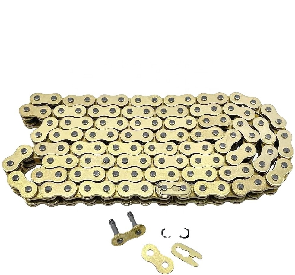 Heavy Duty Motorcycle Transmission O Ring Chains 520 O Ring Golden Color Chains set with Master Link 90L-120L