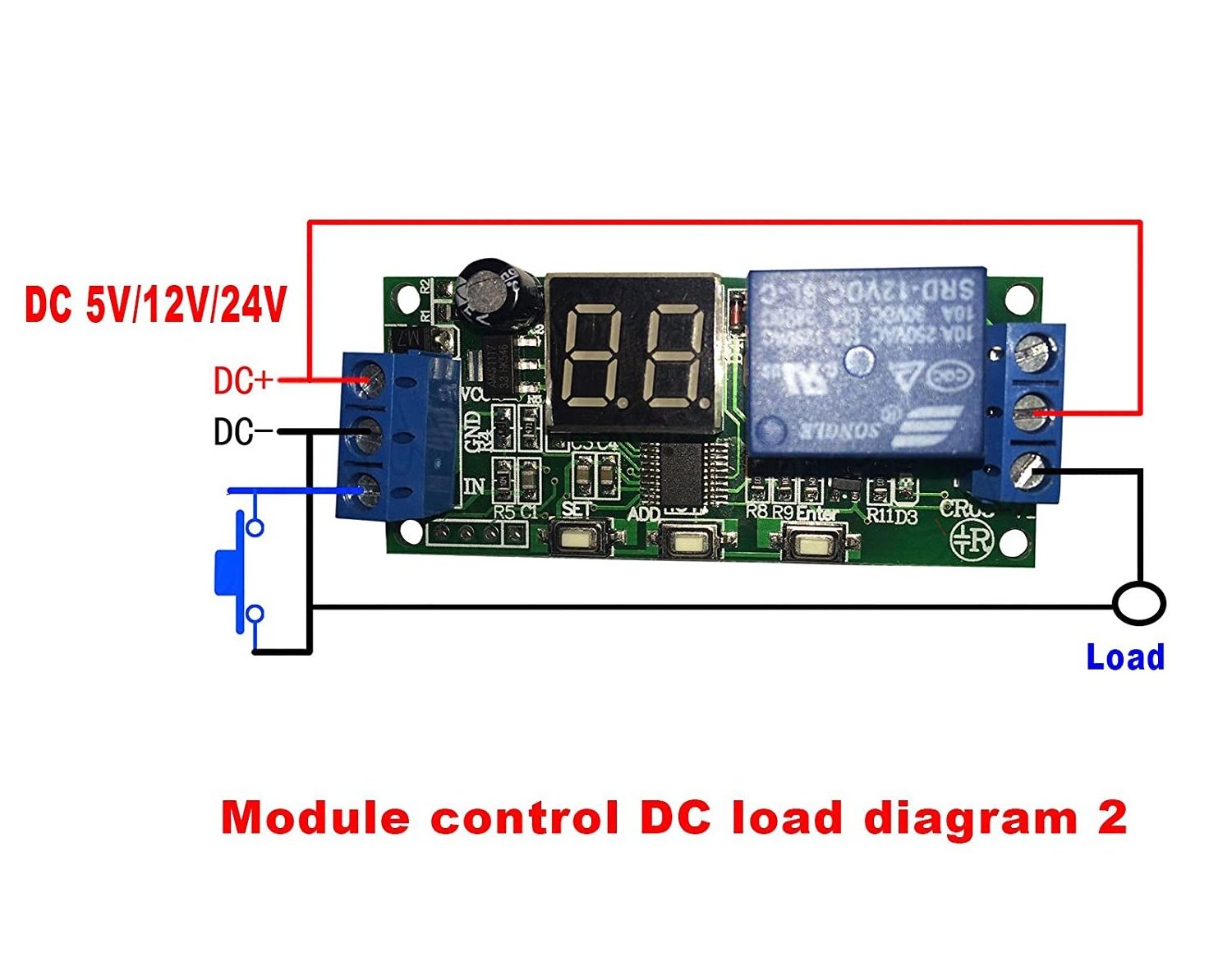 DC 5V 12V 24V Digital LED Display Infinite Cycle Delay Timer Switch ON/OFF Relay Module (DC 5V)