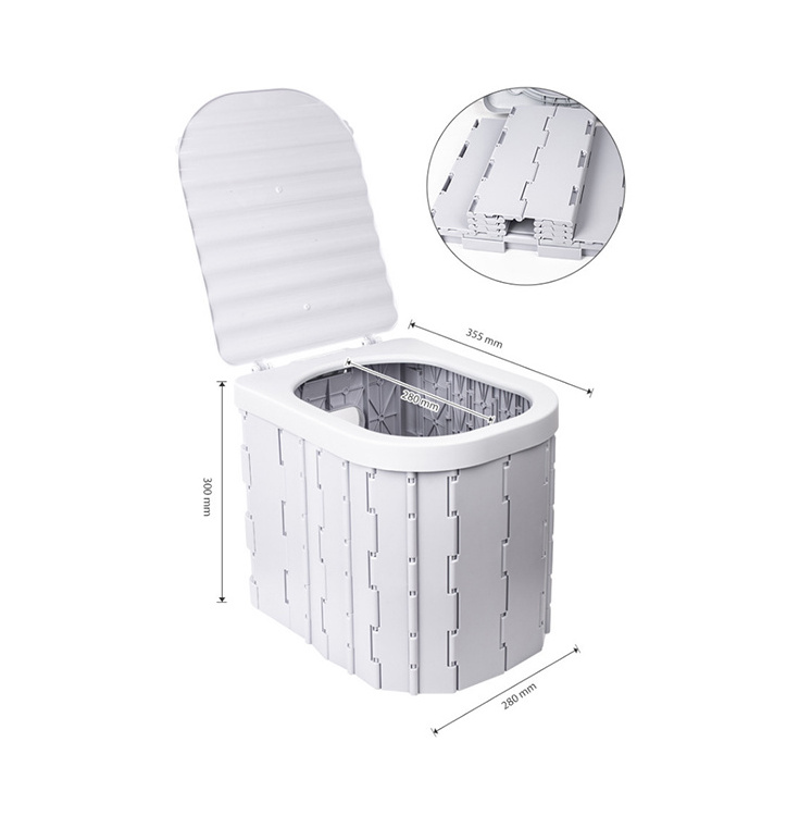 Medyag Foldable Plastic Toilet Camping Travel Portable Potty Bucket Outdoor Indoor Convenient Toilet