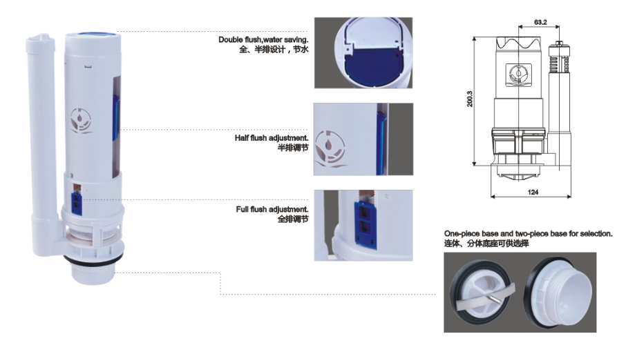 Medyag Toilet Tank Cistern Accessories Fill Flush Valves Dual Flush One Two Piece Bathroom Toilet Fittings