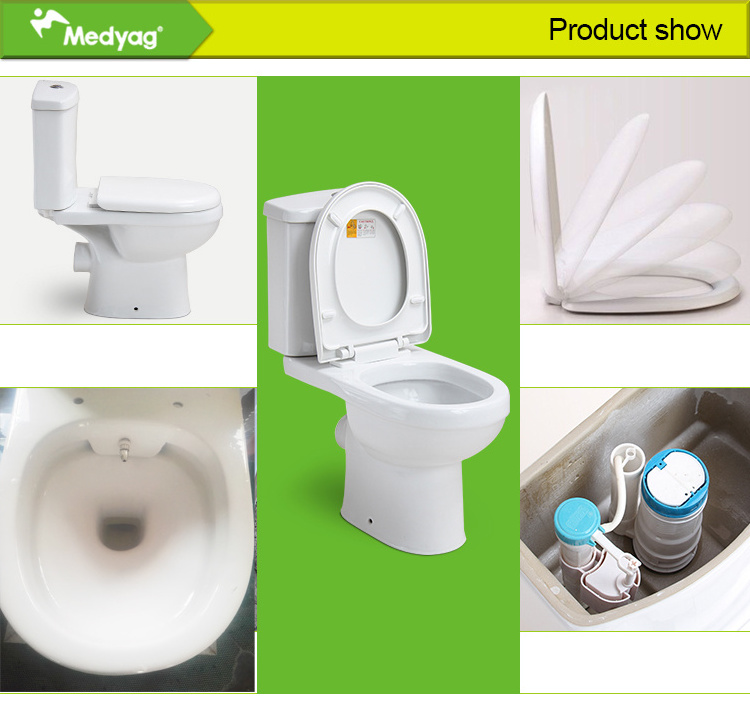 Medyag Cheapest Ceramic Close Coupled Toilets Bathroom Wash Down Dual Flush Soft Seat Two Piece Toilets