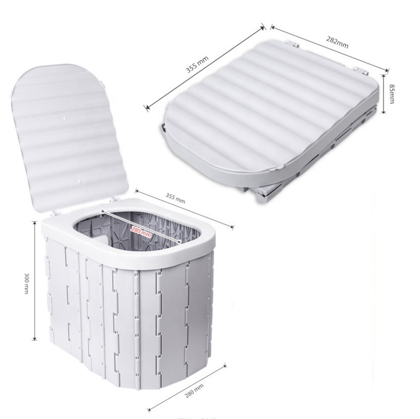 Medyag Foldable Plastic Toilet Camping Travel Portable Potty Bucket Outdoor Indoor Convenient Toilet