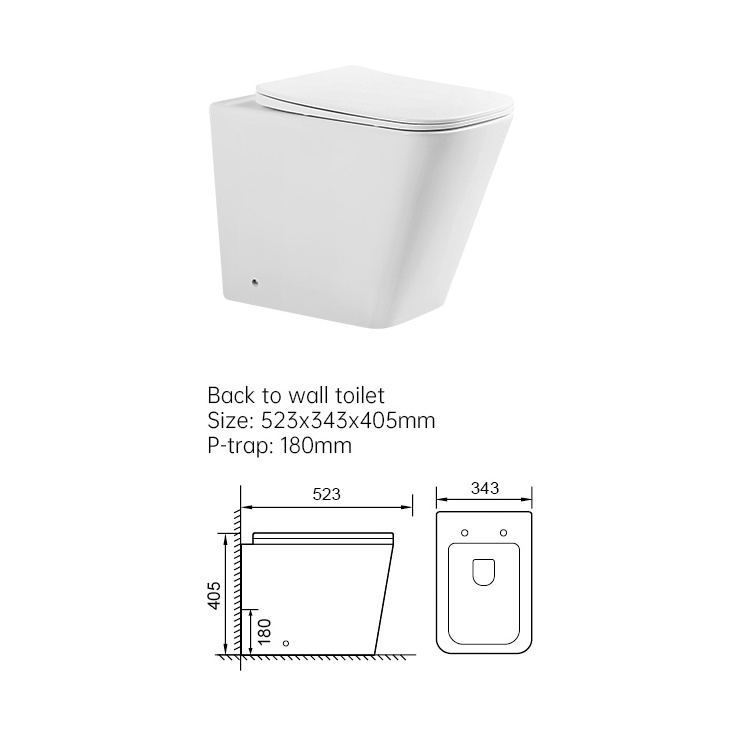 Medyag Rimless Square Gravity Flushing Wall mounted Tornado Wall Hung Toilet Bathroom Toilette