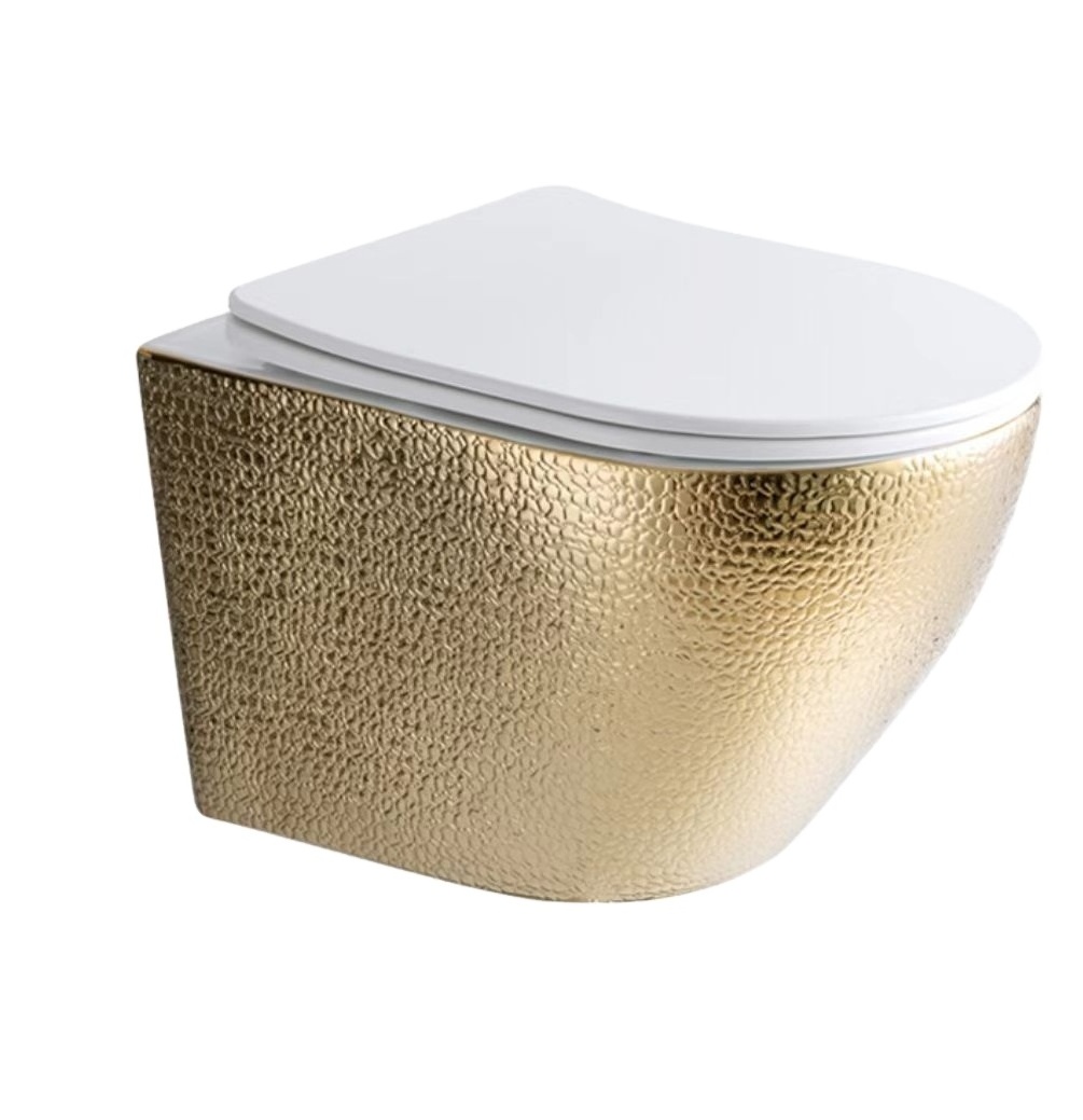 Colorful Gold Wall Hung Toilet Wash Down Fashion Europe CE OEM  Tankless Wall Mounted Toilet