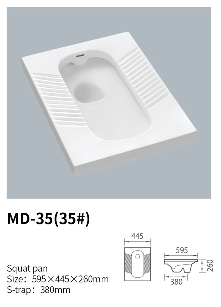 Medyag OEM/ODM Cheap Squat Pan Toilet Ceramic Hotel Portable Floor Mounted Wash Down Squat Pan