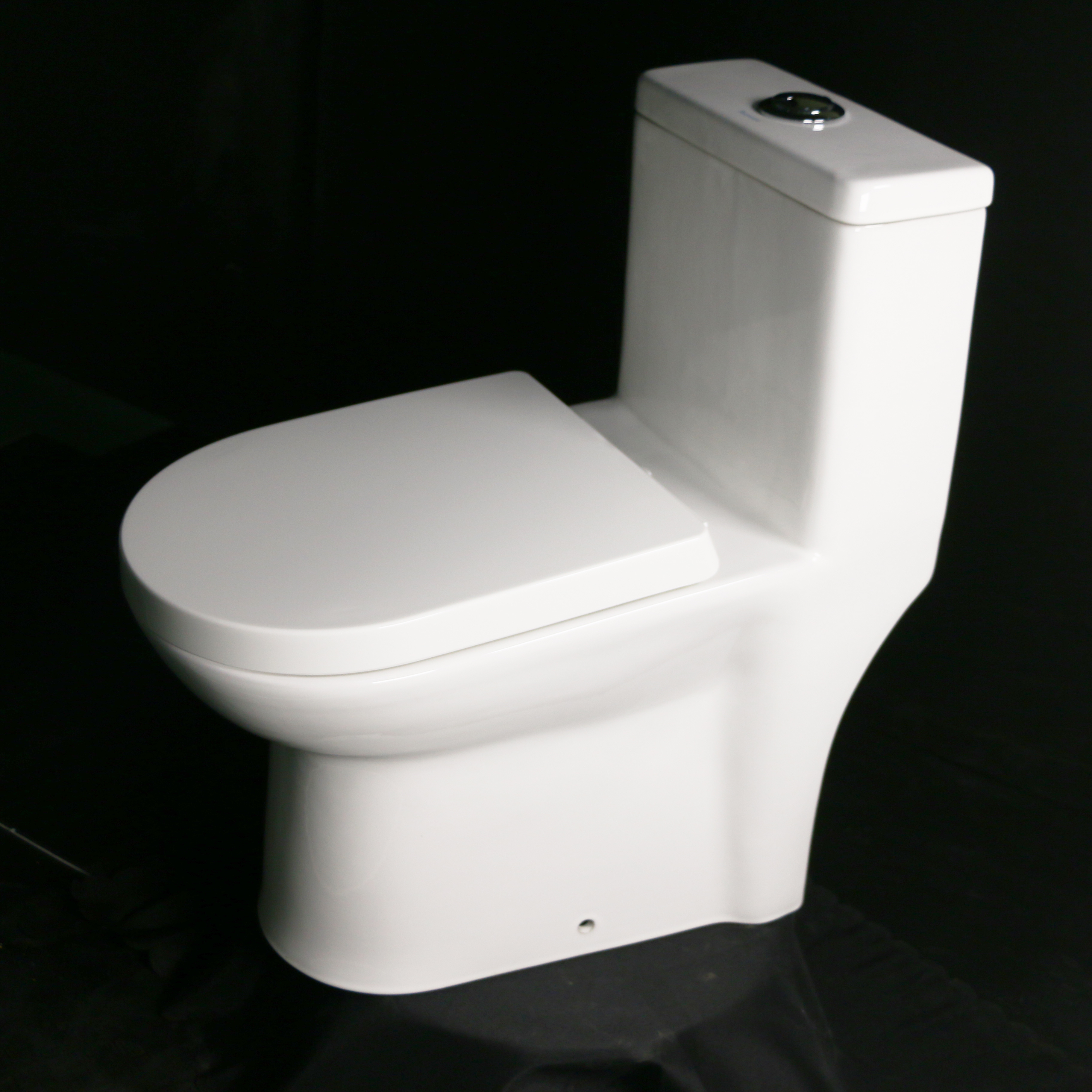 Medyag Dual Flush Elongated Rimless One-Piece Toilet Bowl Power Flushing Bathroom Ceramic Toilet