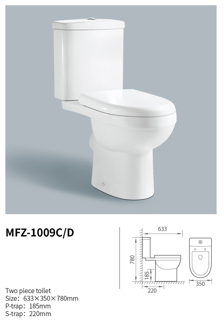 Medyag Cheapest Ceramic Close Coupled Toilets Bathroom Wash Down Dual Flush Soft Seat Two Piece Toilets