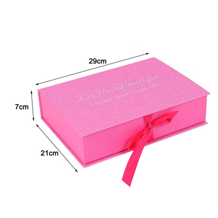 pink Wholesale Custom Logo Premium Luxury Cardboard Wig Boxes Bundle Hair Extension Packaging Box