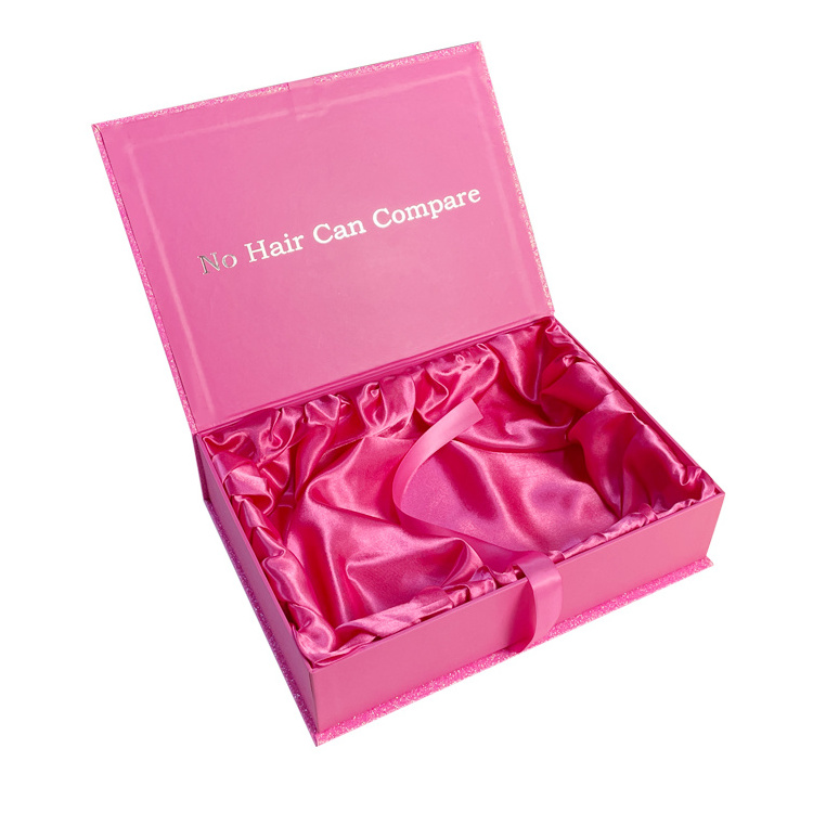 pink Wholesale Custom Logo Premium Luxury Cardboard Wig Boxes Bundle Hair Extension Packaging Box