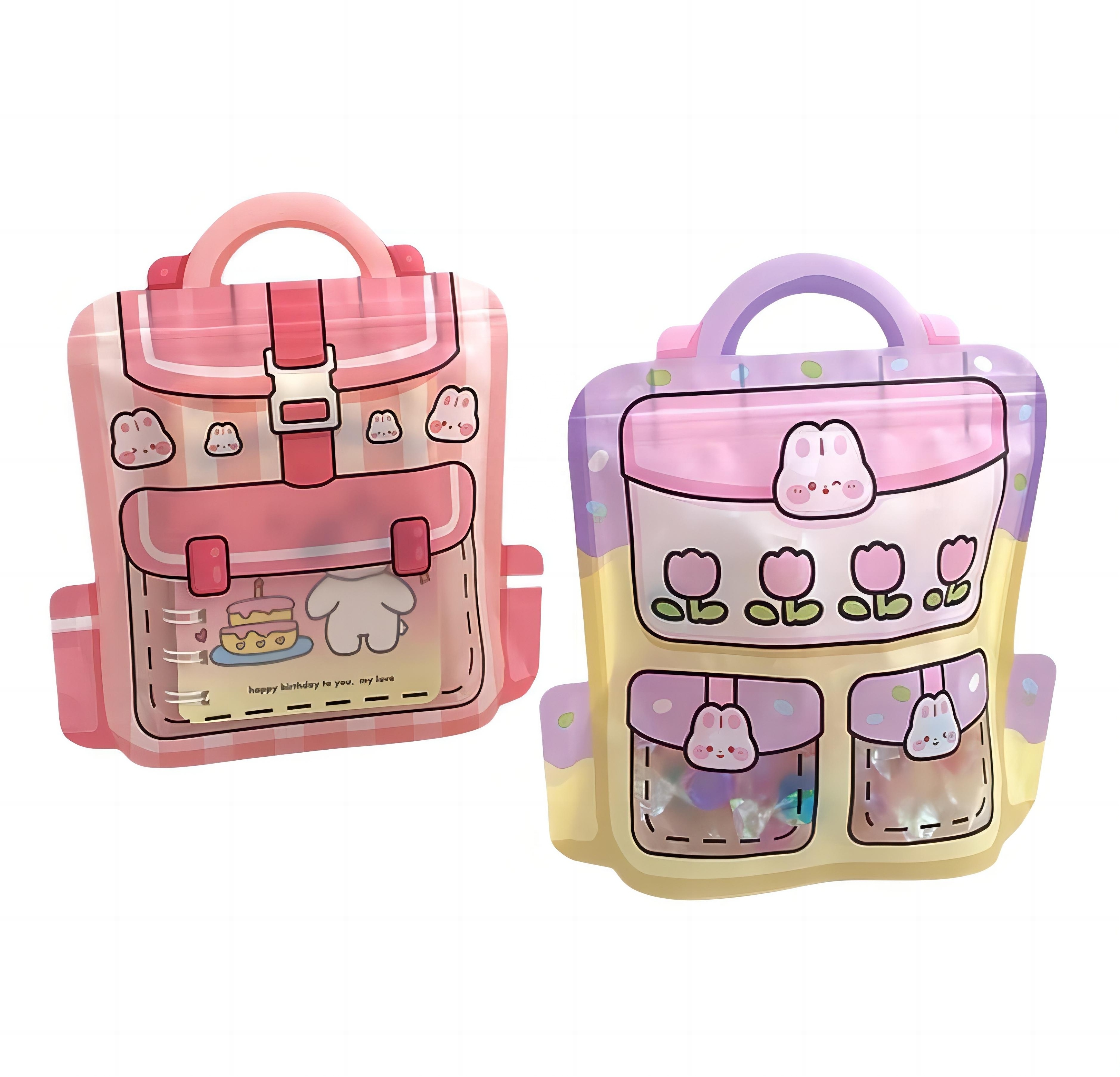 Wholesale Cartoon Backpack Shaped Gift Jewelry Cosmetics Plastic Zip Lock Package Mylar Bags