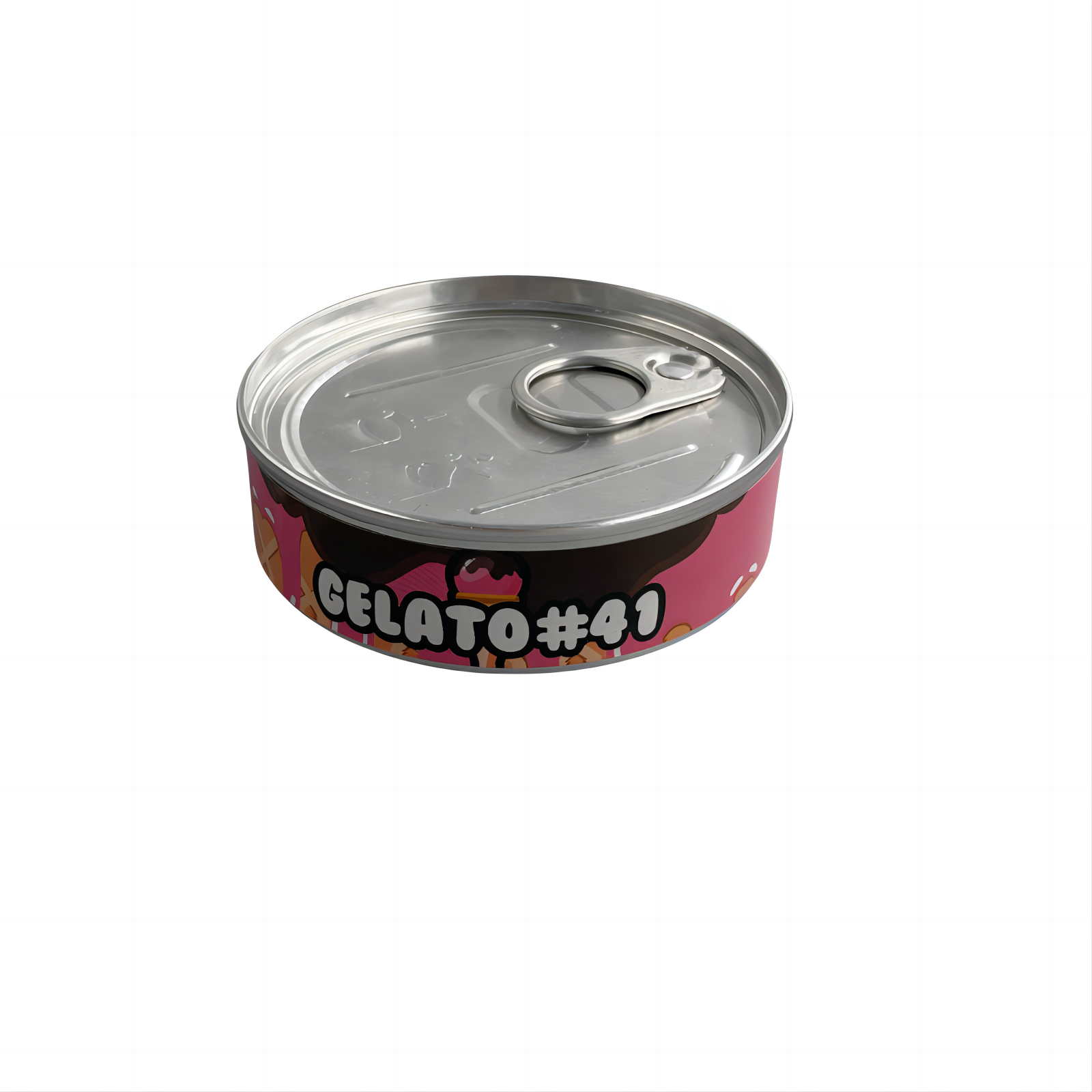 pressitin tuna gummy 3.5g black lid Self Sealed cali dry flower tin packaging small metal tin box case custom cans with lid