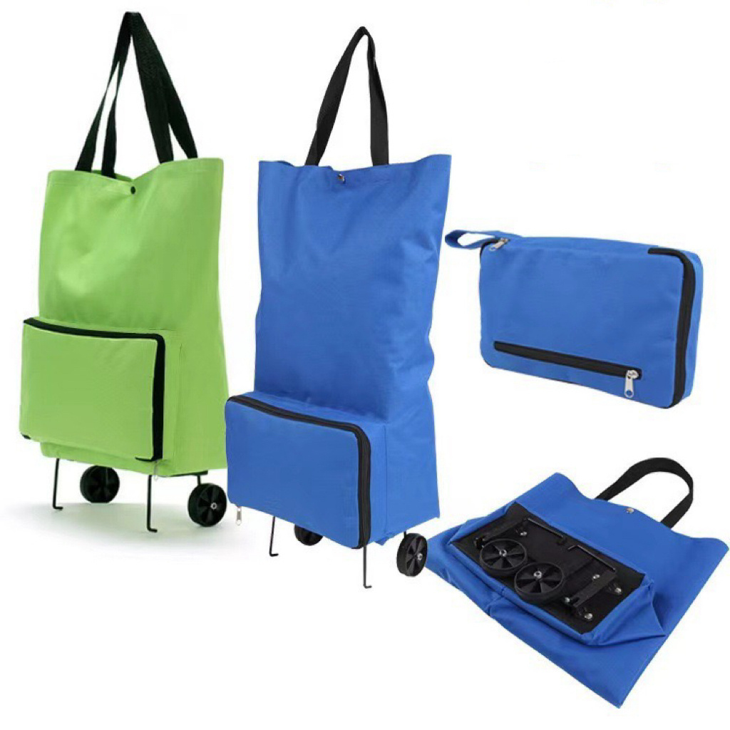 Customized Collapsible Trolley Bags Oxford Foldable Shopping Cart Shopping Organizer Portable Bag Reusable Folding Shopping Cart