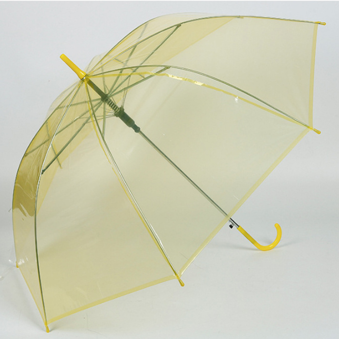 MY681 Dome Shape Umbrella Long Handle Clear Umbrella Transparent Cheap Promotional Custom Clear Rains Straight PVC Metal Alloy