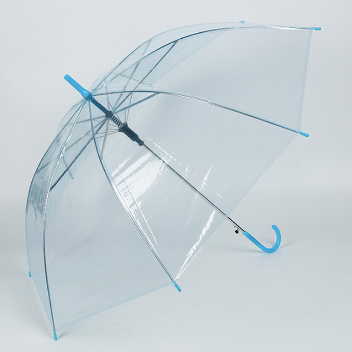 MY681 Dome Shape Umbrella Long Handle Clear Umbrella Transparent Cheap Promotional Custom Clear Rains Straight PVC Metal Alloy