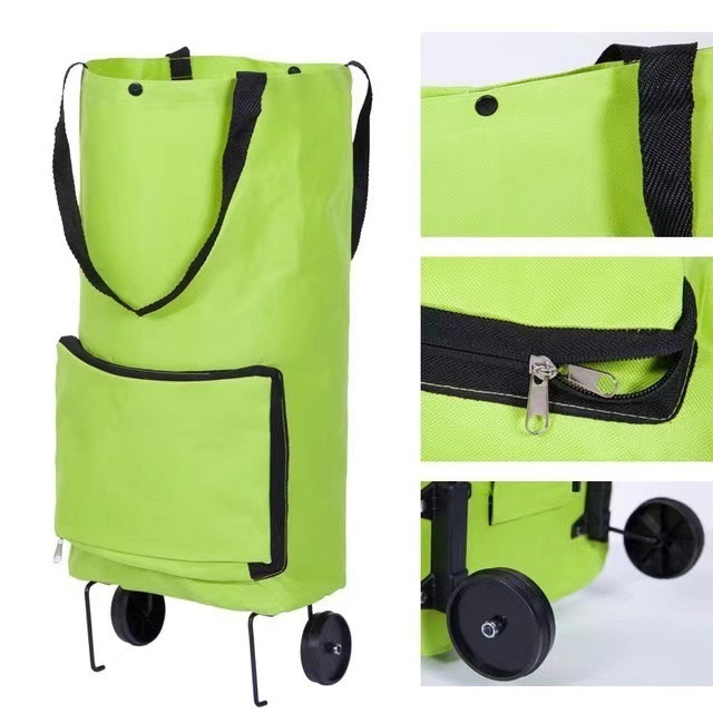 Customized Collapsible Trolley Bags Oxford Foldable Shopping Cart Shopping Organizer Portable Bag Reusable Folding Shopping Cart