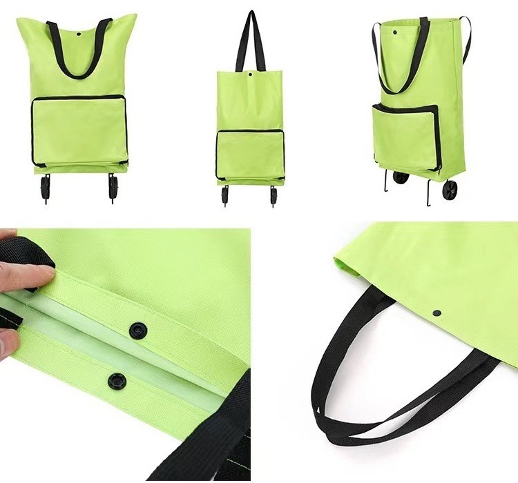 Customized Collapsible Trolley Bags Oxford Foldable Shopping Cart Shopping Organizer Portable Bag Reusable Folding Shopping Cart