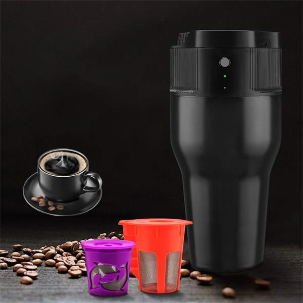 New design USB charge hot selling 2 in 1 travel portable Mini Coffee powder k- cup capsule bag coffee maker for car