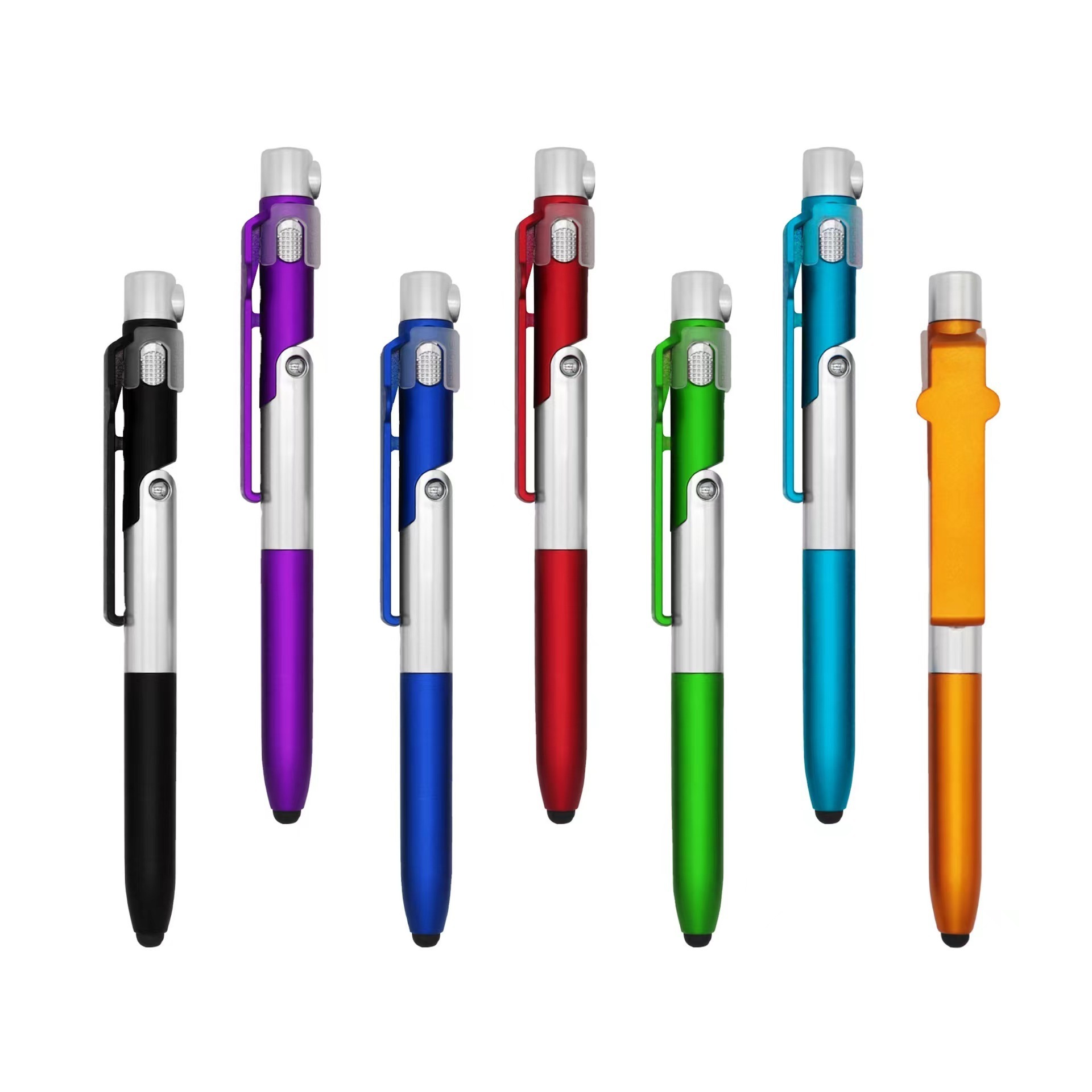 Hot Sale 4 in 1 multi-functional LED flashlight folding touch capacitive ballpoint pen with tablet cellphone stand holder