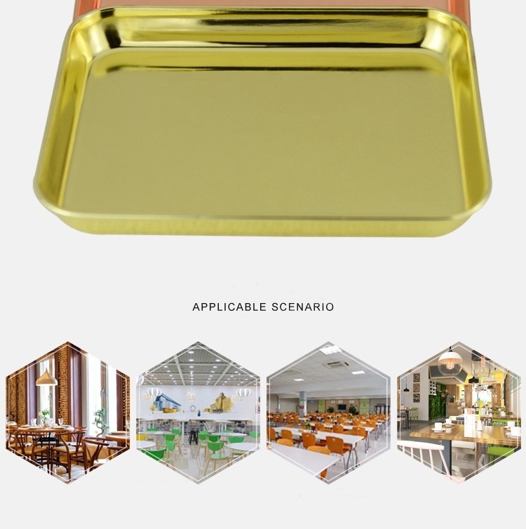 Rectangular stainless steel deep baking golden rose gold tray stainless steel food serving tray