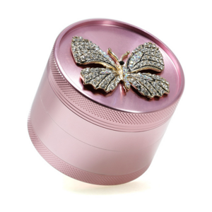 63MM aluminum 4 layer diamond butterfly pink grinder for women