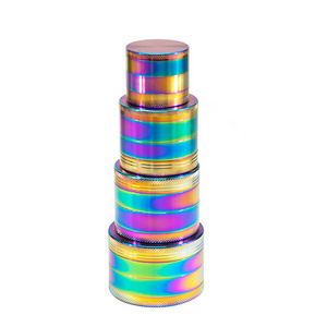 wholesale grinders Custom logo rainbow colorful 40mm 50mm mix colors metal herbal smoking 4 layers tobacco herb grinder for girl