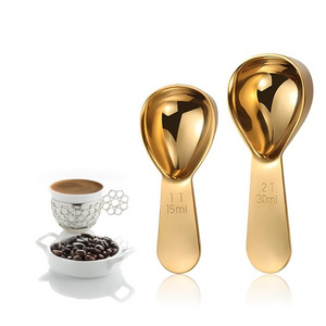 Handle Round Coffee Tea Scoop 18/8 Stainless Steel Irish Tea Milk Coffee 15ml 30ml Measuring Spoons