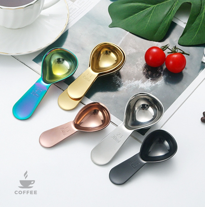 Handle Round Coffee Tea Scoop 18/8 Stainless Steel Irish Tea Milk Coffee 15ml 30ml Measuring Spoons