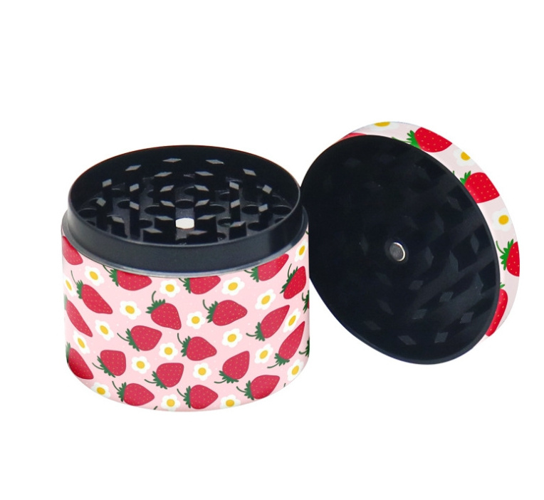 New design custom cute strawberry  4 piece  grinder tobacco metal grinder wholesale for girl