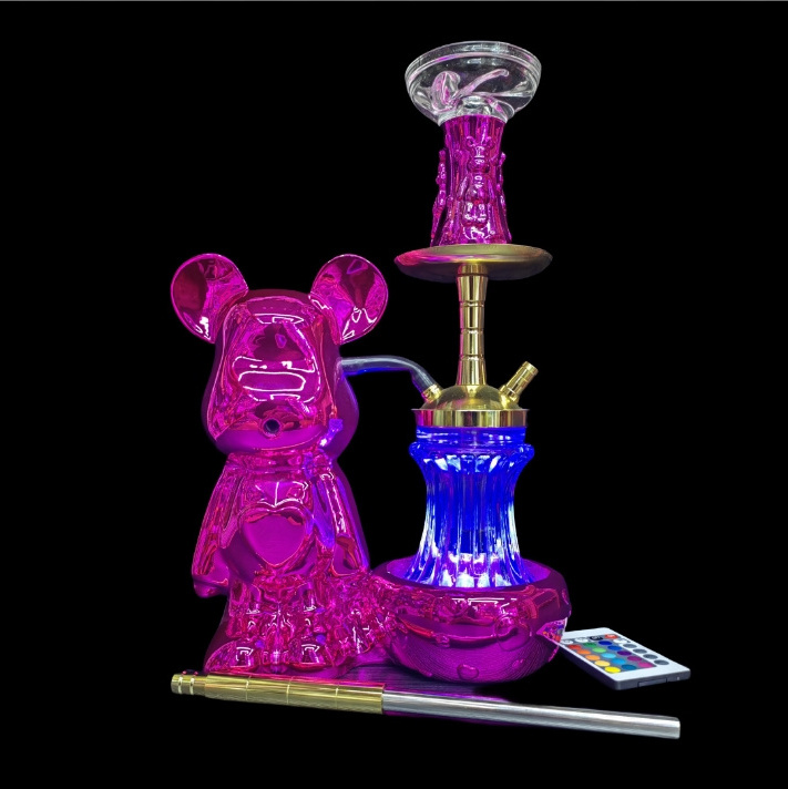 New Design Smoke Hookah Shisha Cup Pink Smoking Hookah Set Household Luxury Hookah With Bear LED Light for Women