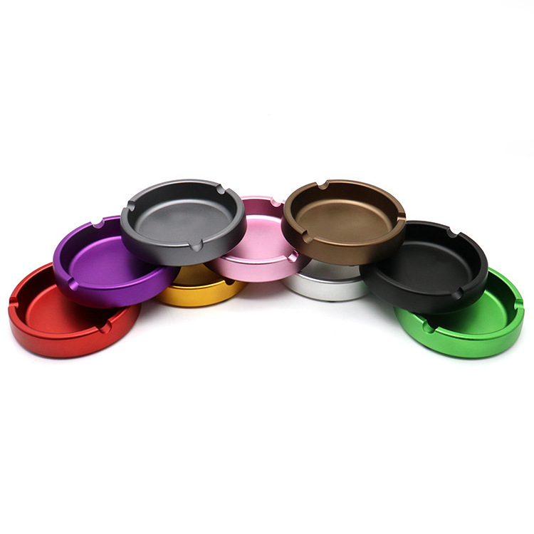 New Arrival 100X20MM Round Aluminum Alloy Ashtray Custom Logo Metal Ash Tray For Cigar Smoking Accessories