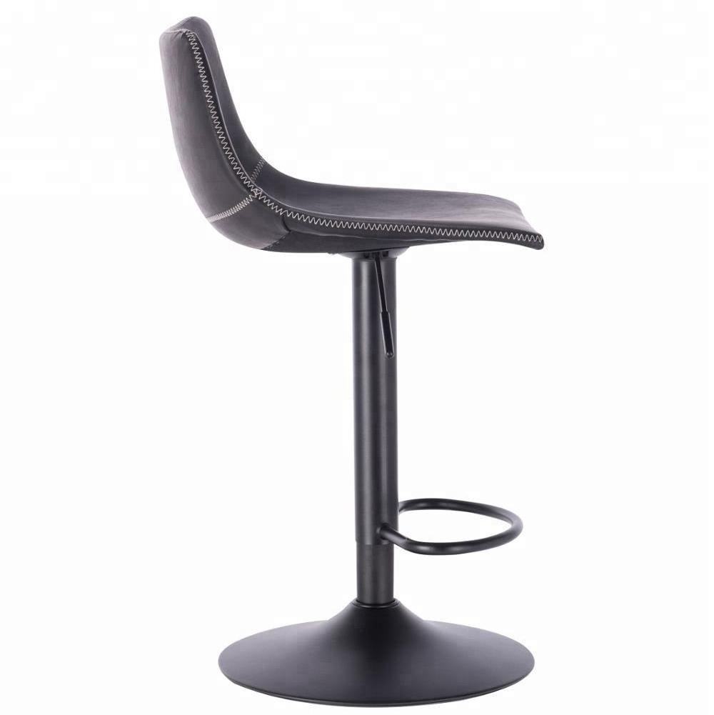 Industrial Bar Stool with Crazy Horse Faux Leather and Zigzag Stitching Swivel Bar Counter Stool