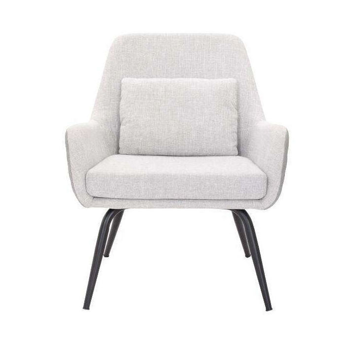 Cheap Price Velvet Soft Seat White Fabric Cushion Black Legs Accent Lounge Chair