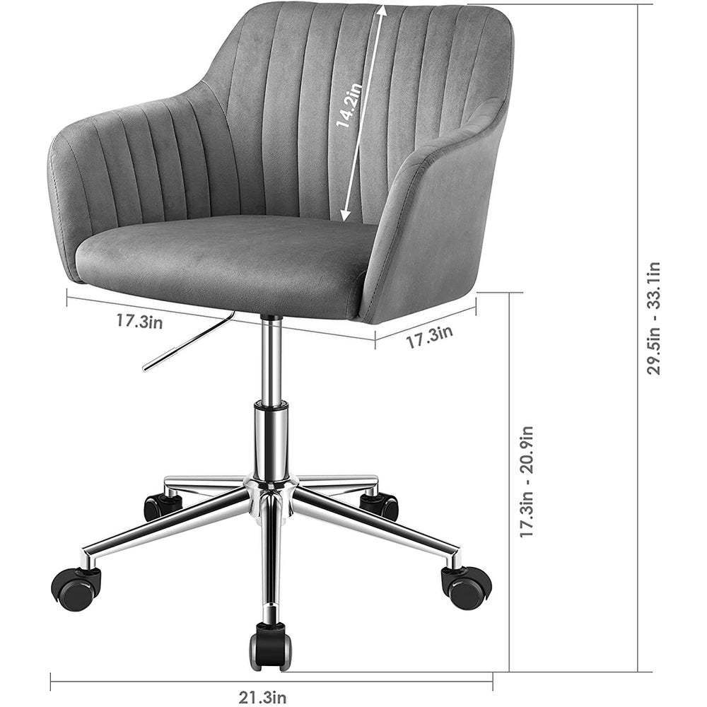 Small metal adjustable base swivel desk chair velvet home task office chair